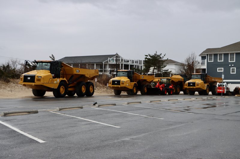 Heavy equipment is in place in the parking lot of Savannah Beach on March 12, ready to start on the beach replenishment during the week of March 16.